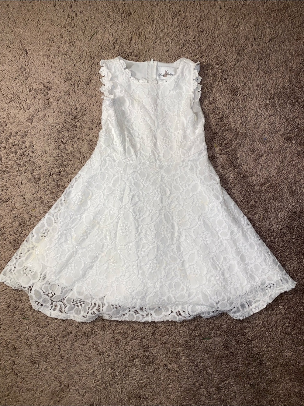 Rare Editions Girls Size 6 White Lace Dress Flower Girl Church Wedding Easter